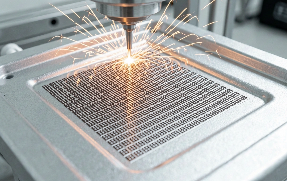 Precision industrial data matrix etching